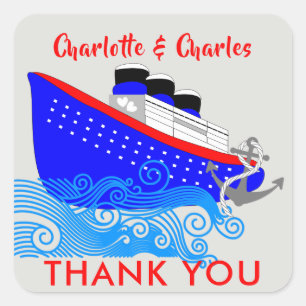 Cruise Ship Nautical Personalised Square Sticker