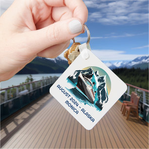 Cruise Ship Ocean  Alaska mountain  Key Ring