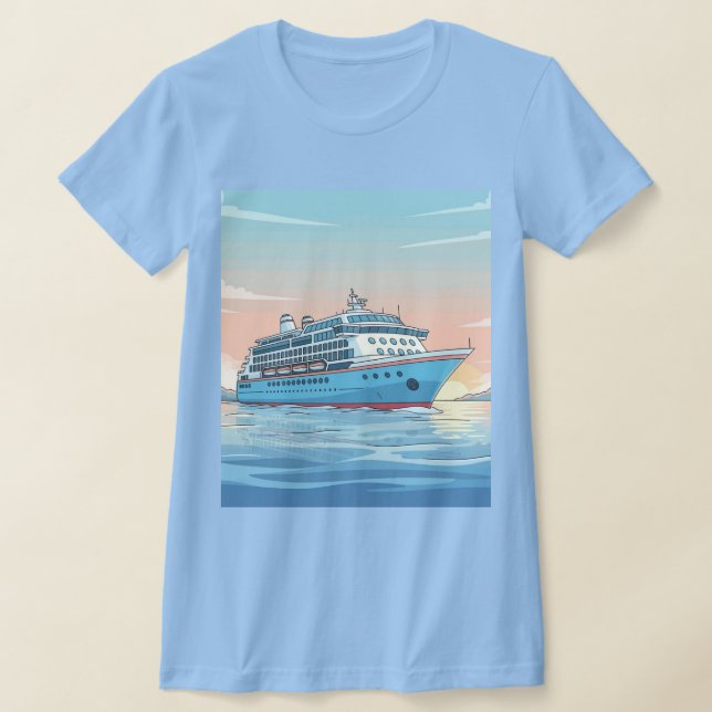 Cruise ship on ocean T-Shirt (Laydown)