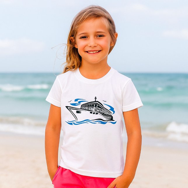 Cruise Ship on Ocean Waves Nautical Travel T-Shirt (Creator Uploaded)