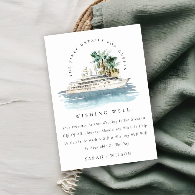 Cruise Ship Palm Seascape Wedding Wishing Well Enclosure Card (Creator Uploaded)