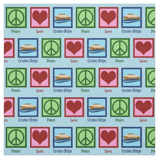 Cruise Ship Peace Love Cruises Fabric (Swatch)