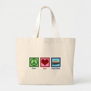 Cruise Ship Peace Love Cruises Large Tote Bag