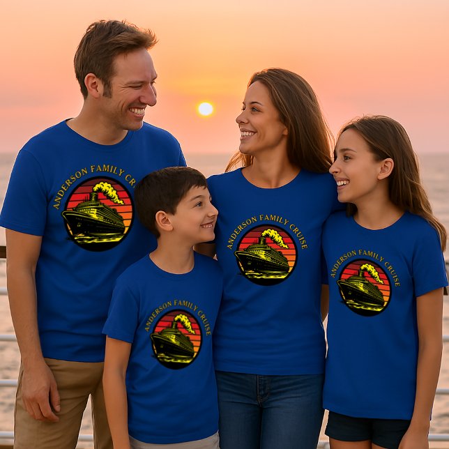 Cruise Ship & Retro Sunset Template T-Shirt (Creator Uploaded)