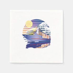 Cruise Ship Retro Vintage Sunset Cruising Cruise V Napkin