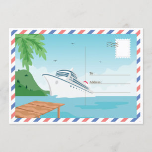 Cruise Ship Save the Date Postcard/ Invitation