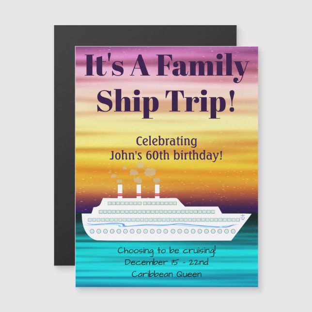 Cruise Ship Sunset Theme Door Magnet (Front/Back)