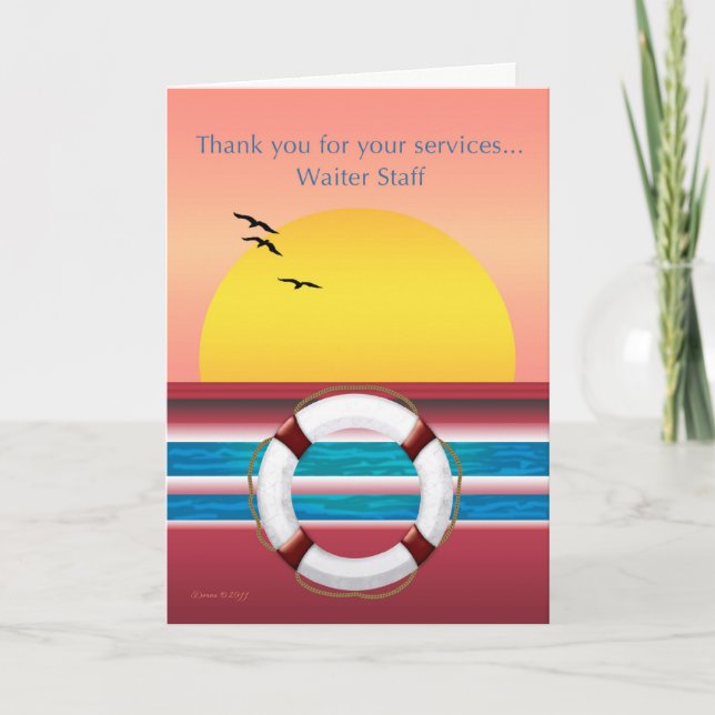 Cruise Ship Waiter Staff  - Thank you Card (Front)