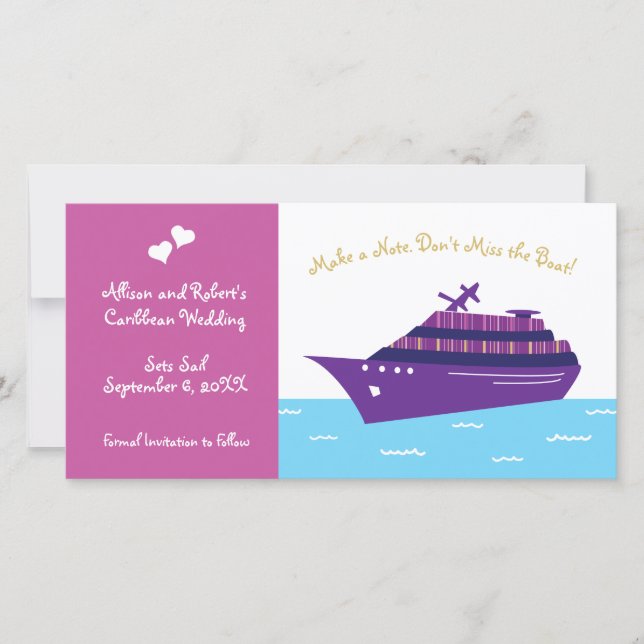 Cruise Ship Wedding Save The Date (Front)