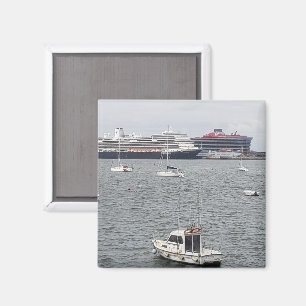 Cruise Ships In Bilbao Port, Spain Fridge Magnet