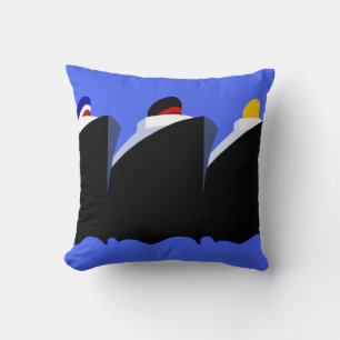 Cruise Ships Vintage Poster Ocean Liner Cushion