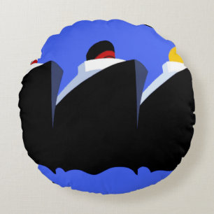 Cruise Ships Vintage Poster Ocean Liner Round Cushion