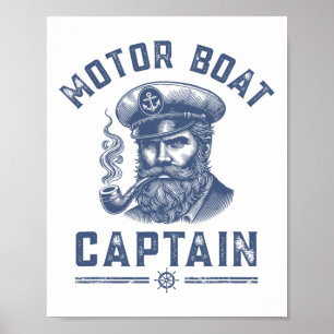 Cruise Shirts For Men Motor Boat Captain Black Poster