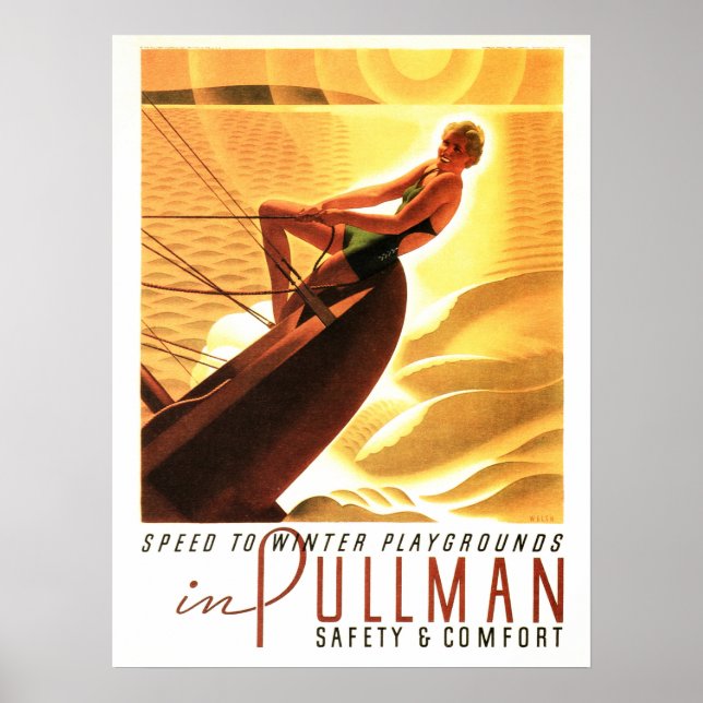 Cruise SPEED TO WINTER PLAYGROUND Vintage Travel Poster (Front)