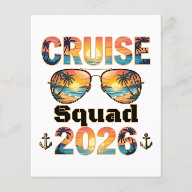 Cruise Squad 2026 - Retro Sunset Flyer (Front)