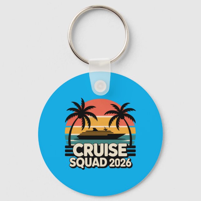 Cruise Squad 2026 Ship Palm Trees Summer Vacation Key Ring (Front)