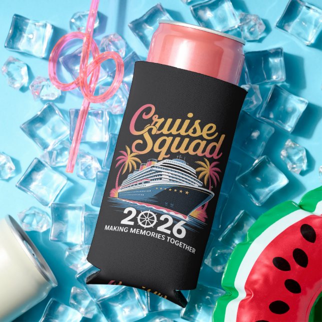 Cruise Squad 2026 Summer Vacation Seltzer Can Cooler (In Situ Summer)