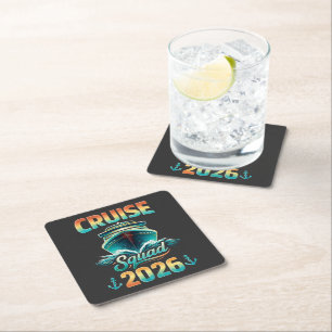 Cruise Squad 2026 – Summer Vacation Square Paper Coaster