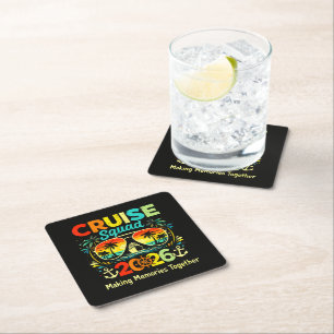 Cruise Squad 2026 Summer Vacation Square Paper Coaster