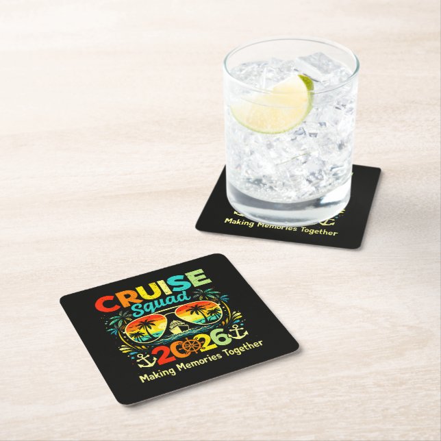 Cruise Squad 2026 Summer Vacation Square Paper Coaster (Insitu)