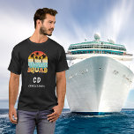 Cruise squad black retro monogram name T-Shirt<br><div class="desc">A black background. Decorted with a retro looking image with a sunset,  palm trees and  the text: Cruise Squad. Personalise and add your first name,  monogram initials and full name.</div>