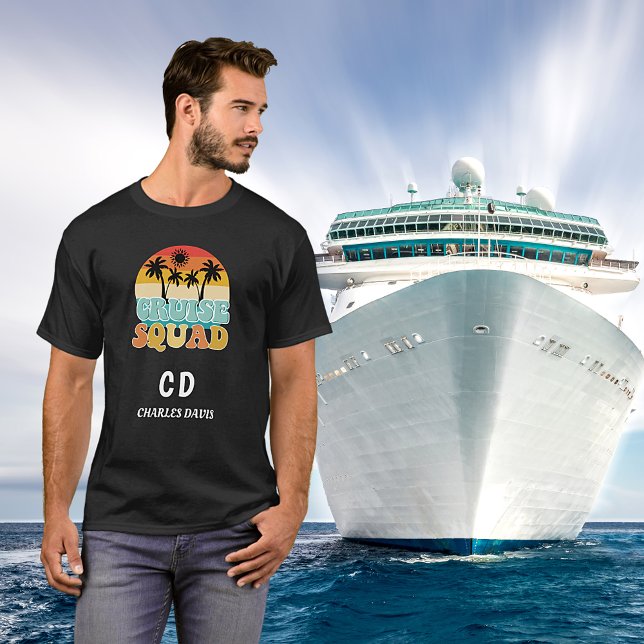 Cruise squad black retro monogram name T-Shirt (Creator Uploaded)