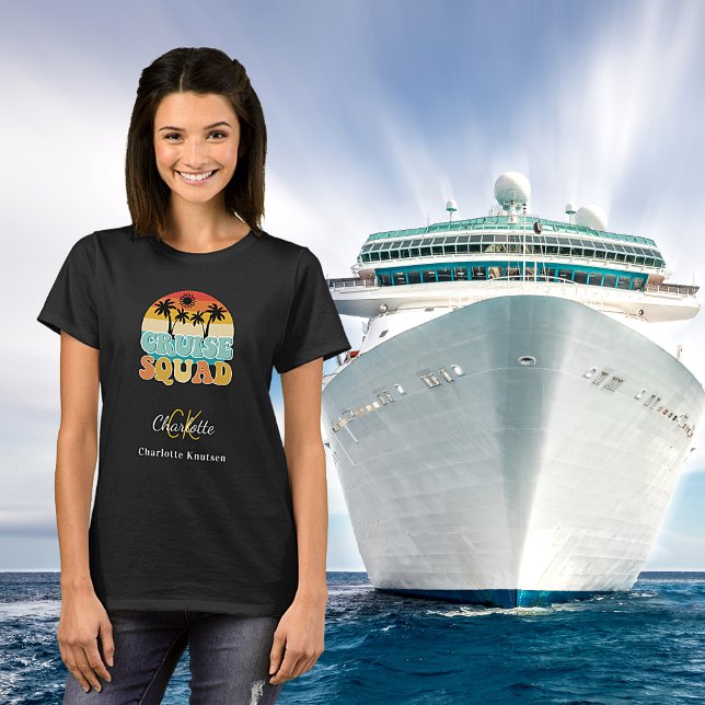 Cruise squad black retro monogram name T-Shirt (Creator Uploaded)