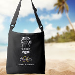 Cruise squad black white name monogram initials crossbody bag<br><div class="desc">A black background,  decorted with a cruise ship and the text: Cruise Squad.  Personalise and add your monogram initials and full name.</div>