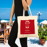 Cruise squad red white monogram name tote bag<br><div class="desc">A red background,  decorted with a cruise ship and the text: Cruise Squad.  Personalise and add your monogram initials and full name. 
Back: no design</div>
