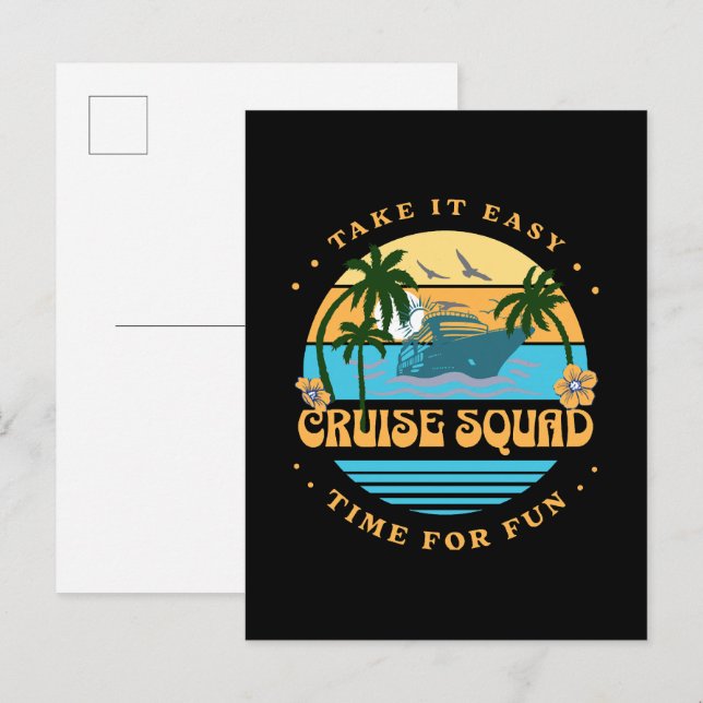 Cruise Squad Retro Cruise Invitation Postcard (Front/Back)