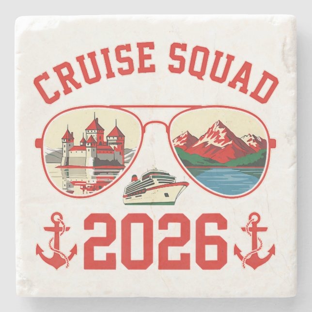 Cruise Squad Switzerland Vacation Trip 2026 Stone Coaster (Front)