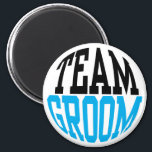 Cruise Stateroom Cabin Door Marker Wedding Groom Magnet<br><div class="desc">Fun team groom magnet for your destination cruise wedding. Perfect for attaching to the groomsmen's metal cruise ship cabin stateroom door. Modern typography in black and blue.</div>