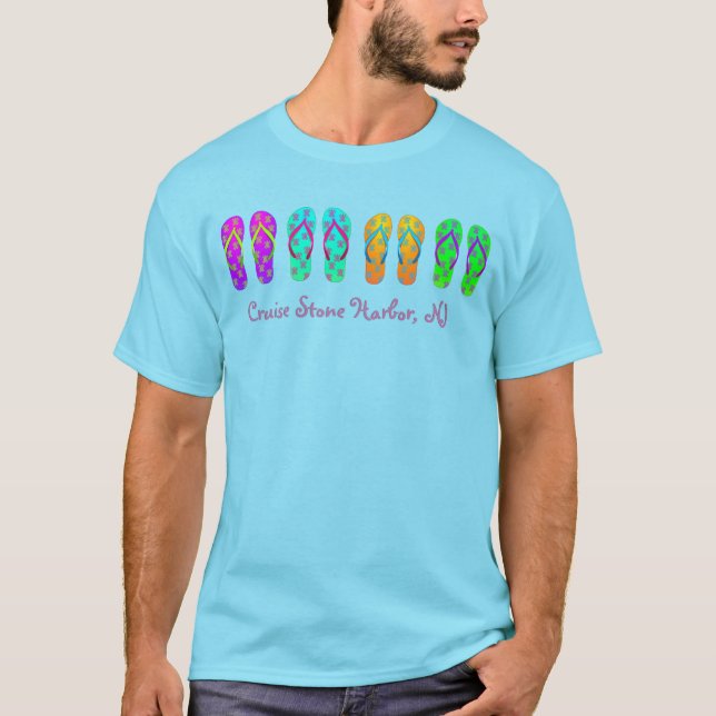 Cruise the Beach multicolor Flip Flop Tee (Front)
