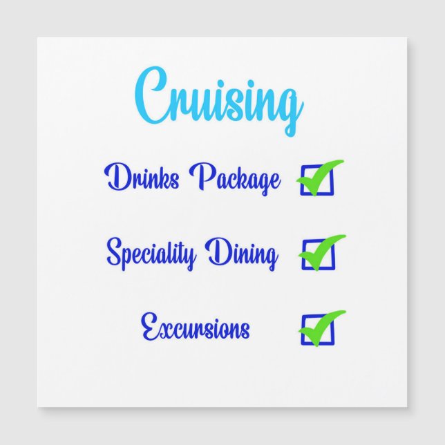 Cruise vacation check list (Front)