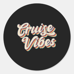Cruise Vibes Groovy Matching Family Vacation Girls Classic Round Sticker