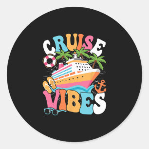 Cruise Vibes Groovy Sea Trip Women Girls Kids Classic Round Sticker