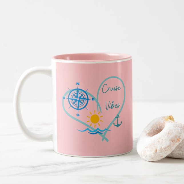 Cruise Vibes Two-Tone Coffee Mug (With Donut)