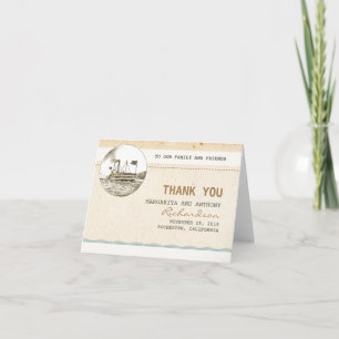 Cruise vintage wedding thank you cards