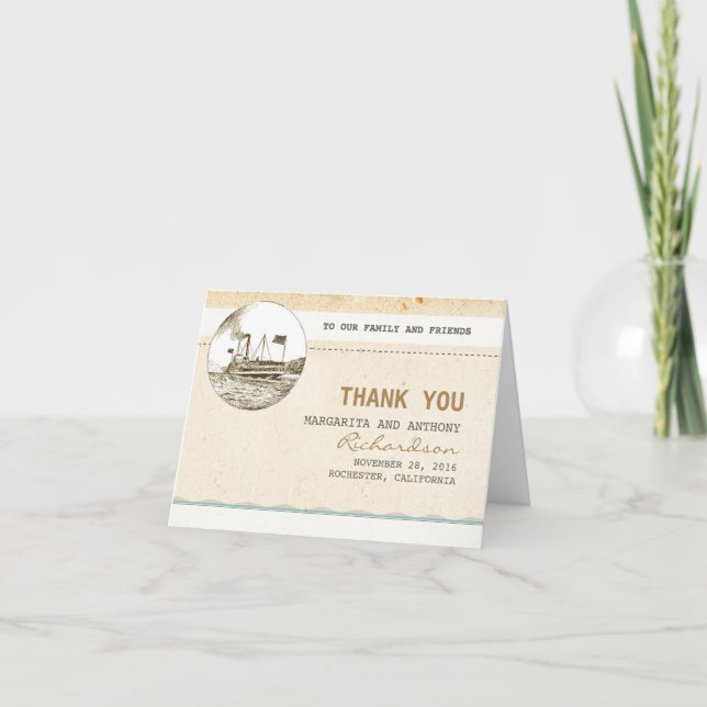 Cruise vintage wedding thank you cards (Front)