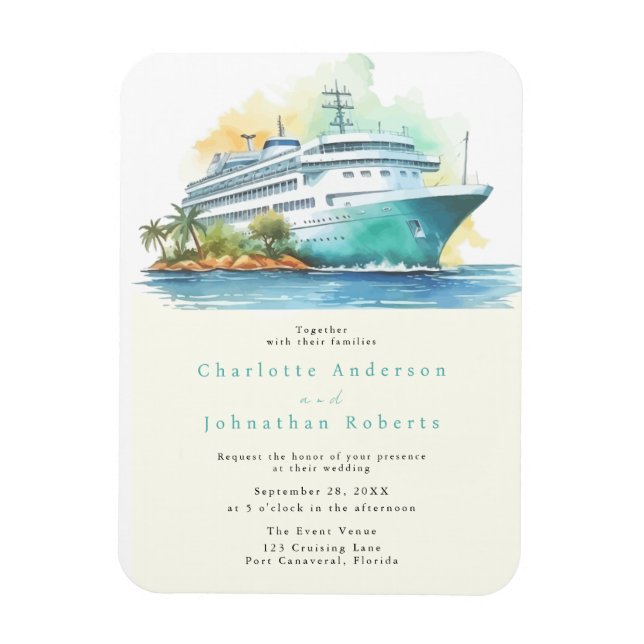 Cruise Wedding Watercolor Magnet (Vertical)