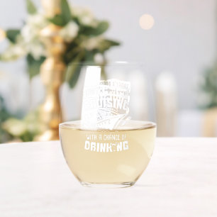 Cruise with a Chance of Drinking Funny Ship Stemless Wine Glass