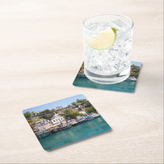Cruise yachts near the port of Antalya Square Paper Coaster