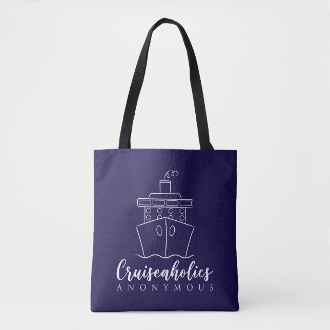 Cruiseaholics Anonymous Nautical Tote Bag (Front)