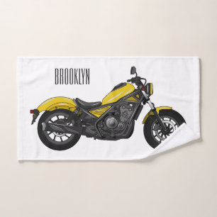 Cruiser motorcycle cartoon illustration bath towel set
