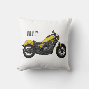 Cruiser motorcycle cartoon illustration cushion
