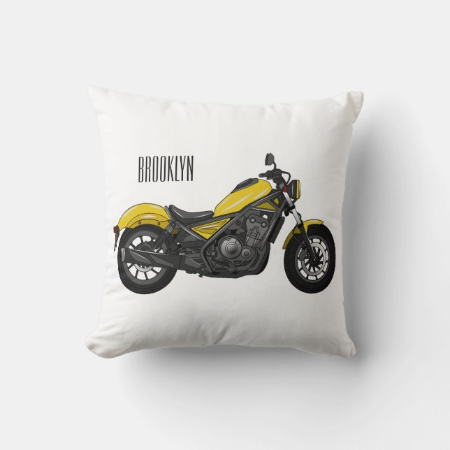 Cruiser motorcycle cartoon illustration cushion (Front)