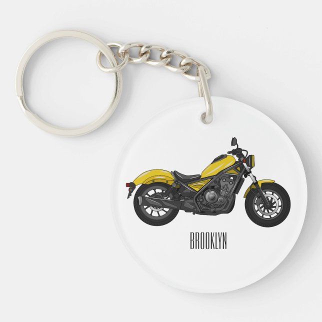 Cruiser motorcycle cartoon illustration  key ring (Front)