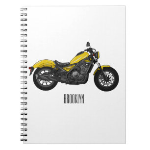 Cruiser motorcycle cartoon illustration notebook