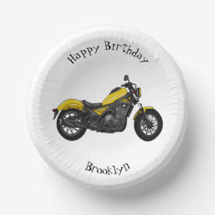 Cruiser motorcycle cartoon illustration paper plate