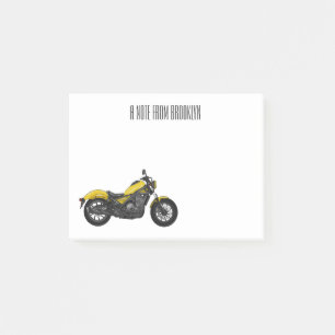 Cruiser motorcycle cartoon illustration post-it notes